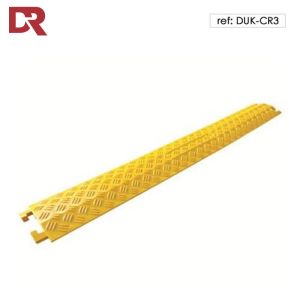 Heavy duty small single channel rigid cable protector in yellow for high visibility.